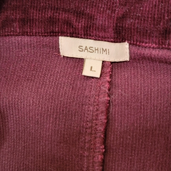 Sashimi Corduroy Jacket Button Maroon Dark Wine Red Burgundy Y2K 2000 - Picture 5 of 7
